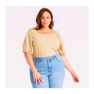 [ava & viv] gold checkered top